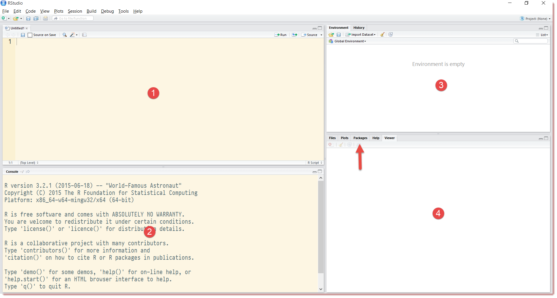 Painéis do ambiente do RStudio